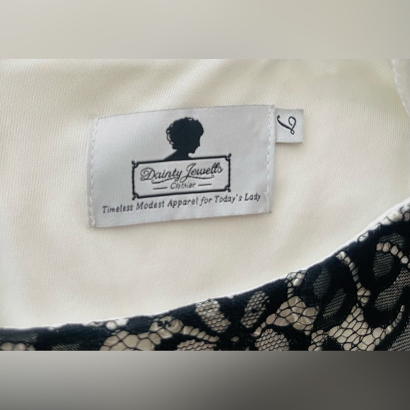 Dainty Jewells Black White Lace Dress L (M) - Picture 2 of 5